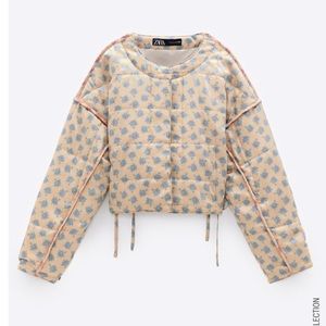 Zara Floral Satin Jacket Size Small